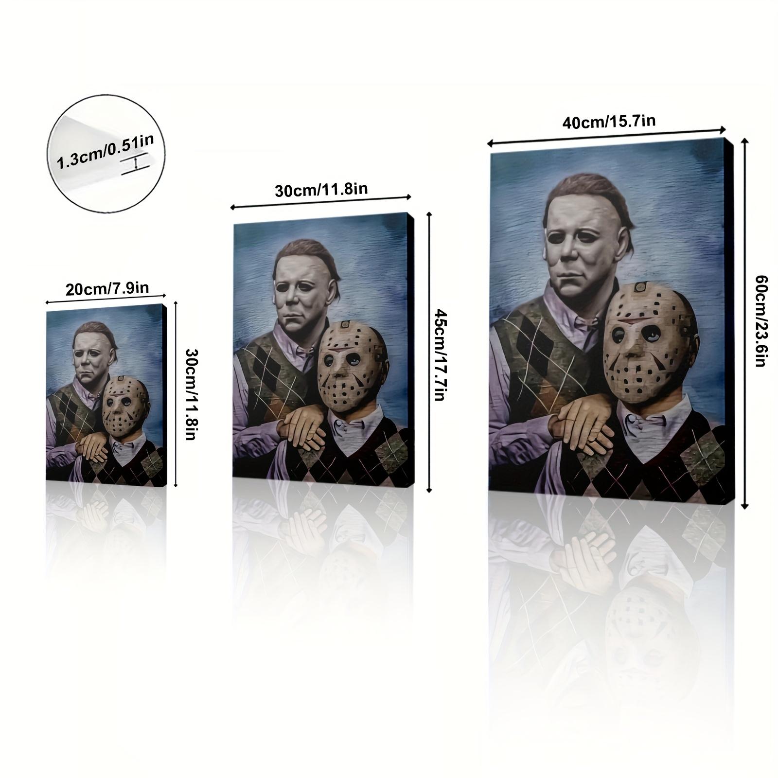 1PC Framed 2D Graphic Design Michael Myers and Jason Voorhees, perfect for home decoration, Framed Wall Art for Home Decor, Living Room, Bedroom, Office, Game Room, Man Cave