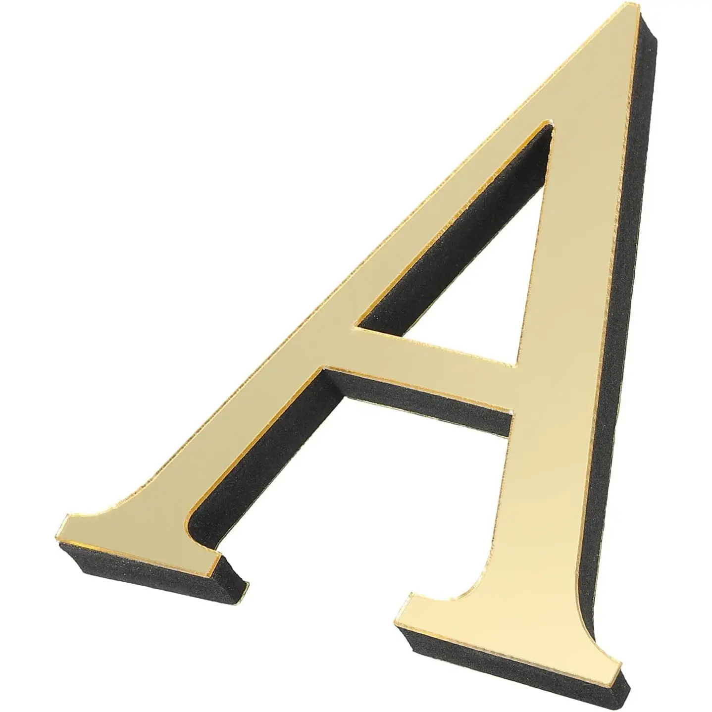 3D Acrylic Alphabet Mirror Wall Stickers Letter A Self-Adhesive Home Decor Letter Sign Art Sticker Decal for DIY Home Decoration Light Gold