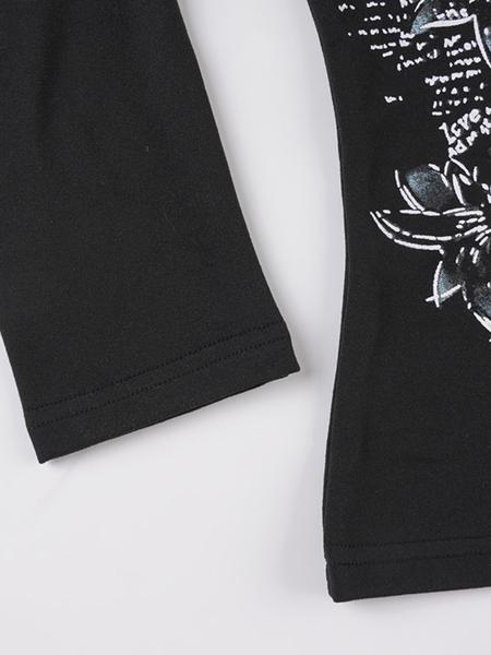 Vintage Floral Print Cross V Neck Slim Fit Long Sleeve T-Shirt for Women, Casual Fashion Top, Perfect for Daily Wear