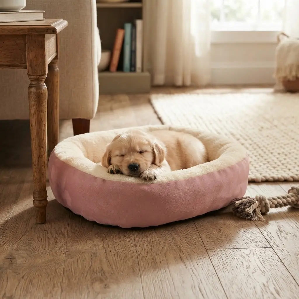 Thick Plush Pet Bed for Fall Winter, Oval Warm Cat Dog Bed, Small Medium Breed Sleep Pad, All Season Pet Couch, Puppy Bed