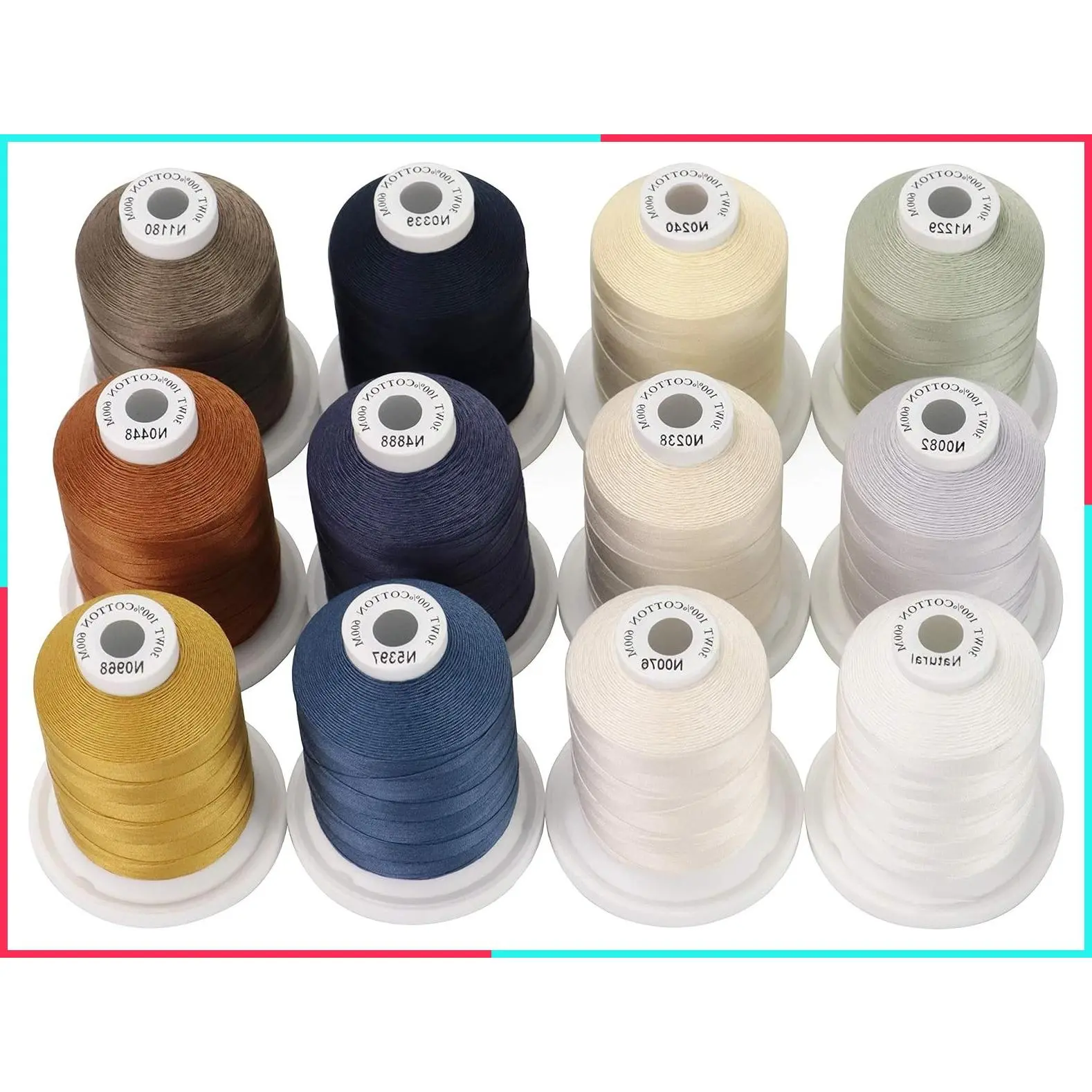 Multi-Purpose Mercerized Cotton Thread 12 Neutral & Jean Colors