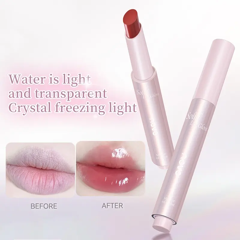 NOVO Jelly Lip Gloss Solid lip Serum, Hydrating High Pigmented Non-Stick Cup Lipstick, Non-Fading
