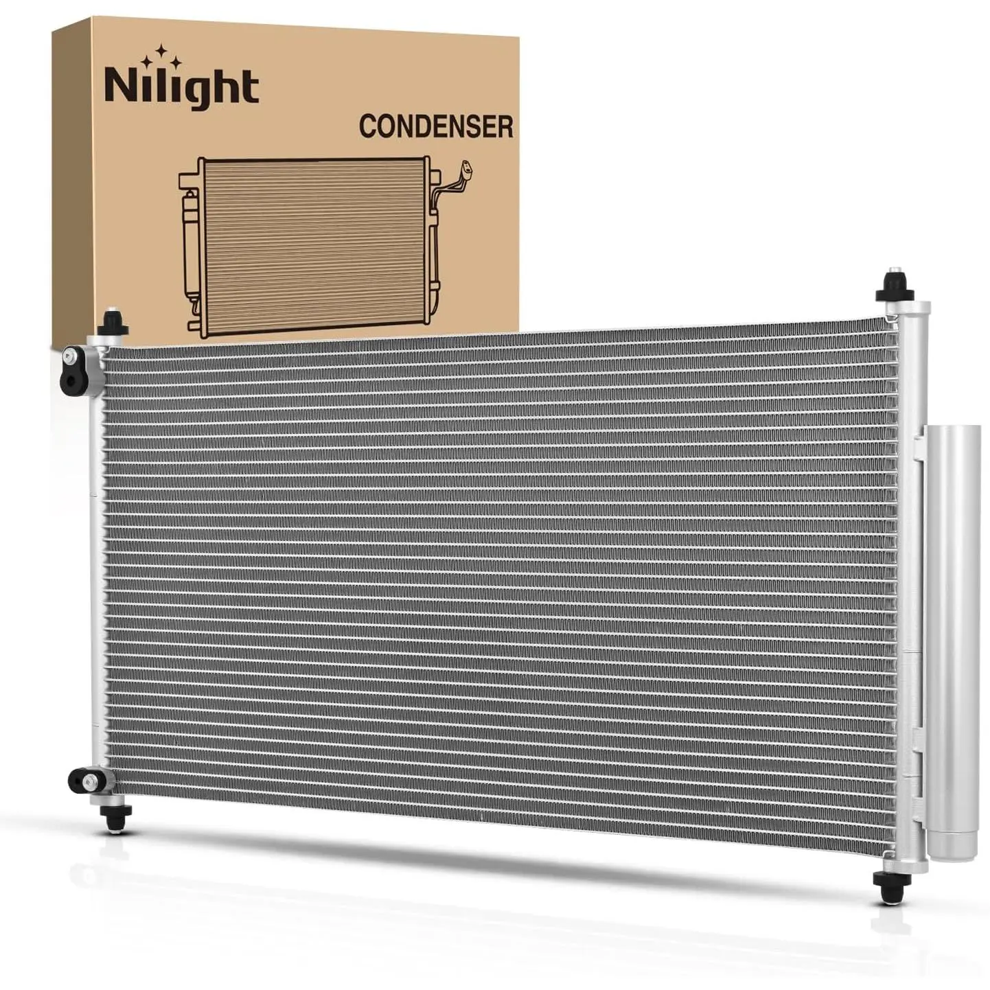 Nilight Multi-Fin Aluminum A/C Condenser with Receiver Drier (1 x Unit, Leak Tested) - AC Replacement for Honda Civic L4 1.8L/2.4L Coupe 2012-2015, Acura CSX (Except L4 1.8L CNG Engine) - Replace#3976, HO3030157, 80110TB0003, 80110TS6H01, 1 X A/C Condense
