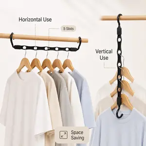 7 Space-Saving Magic Hangers, Durable Plastic Hooks, Heavy-Duty Clothing Organizer for Dorms, Apartments, Small Closets