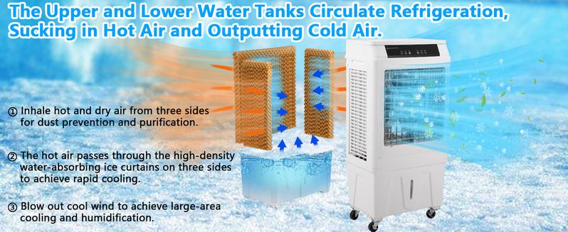【GARVEE】Evaporative Air Cooler, GARVEE 3000CFM Swamp Cooler With Remote Control and 12H Timer, 4 Ice Packs, 3 Modes & Wind Speeds for Outdoor Indoor Use, 10.3 Gallon