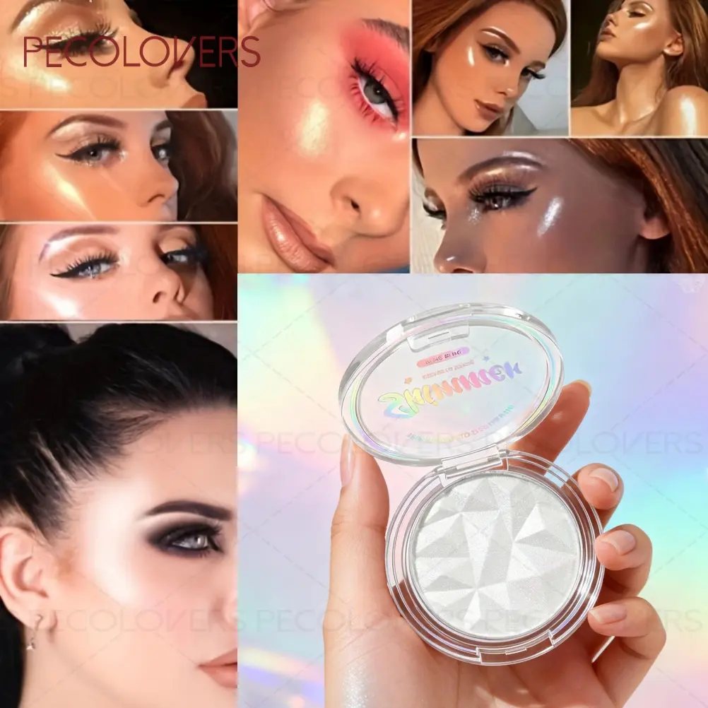 1PC Instant Radiance White Highlighting Glitter Bronzed Powder Makeup Highlighter - Waterproof and Sweatproof, Shimmer for Face & Body, Long-Lasting, Perfect for Festivals or Wedding Parties, Long Lasting Shimmering