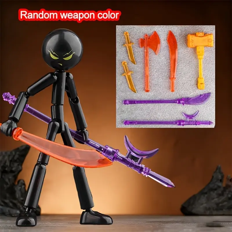 Cool Matchstick Man Multi-Jointed Action Figure, Full Jointed Flexible Poseable, Includes DIY Assembly Parts, 3-Pack, Kids Educational Toy