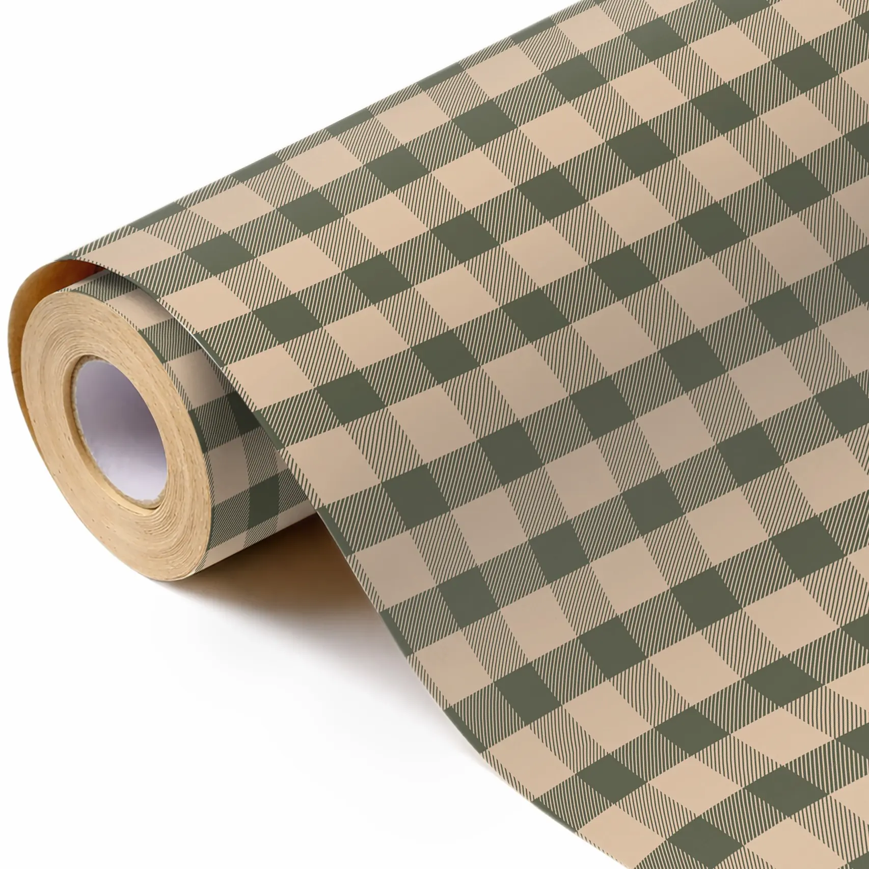 Kraft Paper Gift Wrap Roll 196.85in X 17in, Buffalo Plaid Pattern, Vintage Country Style, Durable, Ideal for Holidays, Birthdays, Weddings, Wrapping Paper Roll