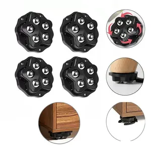 4pcs Self-Adhesive Universal Caster Wheels, 5-Ball Stainless Steel 360 Degree Swivel Mini Sticky Wheels for Coffee Table, Nightstand, TV Cabinet and Storage Box