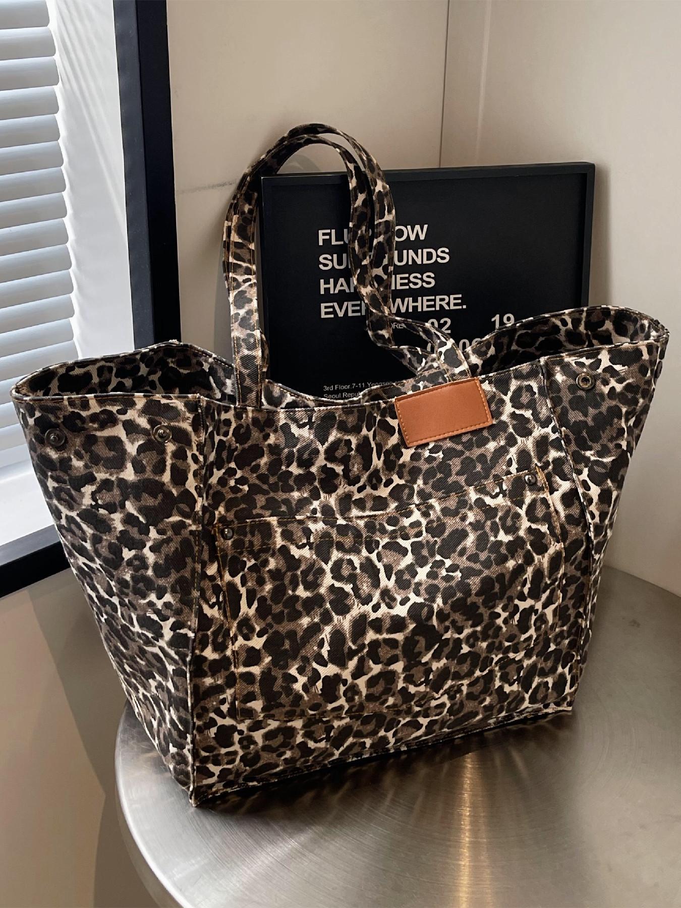 Leopard Pattern Tote Bag, Leopard Print Tote, Casual Fashionable Shoulder Bag for Women & Girls, Trendy Versatile High-quality Daily Commuting Bag