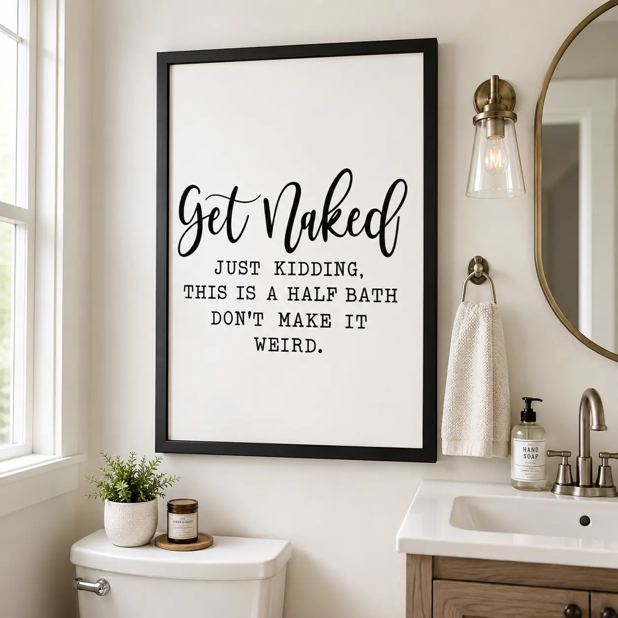 Get Naked Funny Wall Art,Humor Gift,Funny Bathroom Sign,Bathroom Decor,Mini Bathroom Signs,Farmhouse Signs, Canvas Wall Art, Framed Canvas, Funny Bathroom Wall Art, Bathroom Wall Decor, Farmhouse Bathroom Decor, Guest Bathroom Decor, Gift Idea, Home Decor