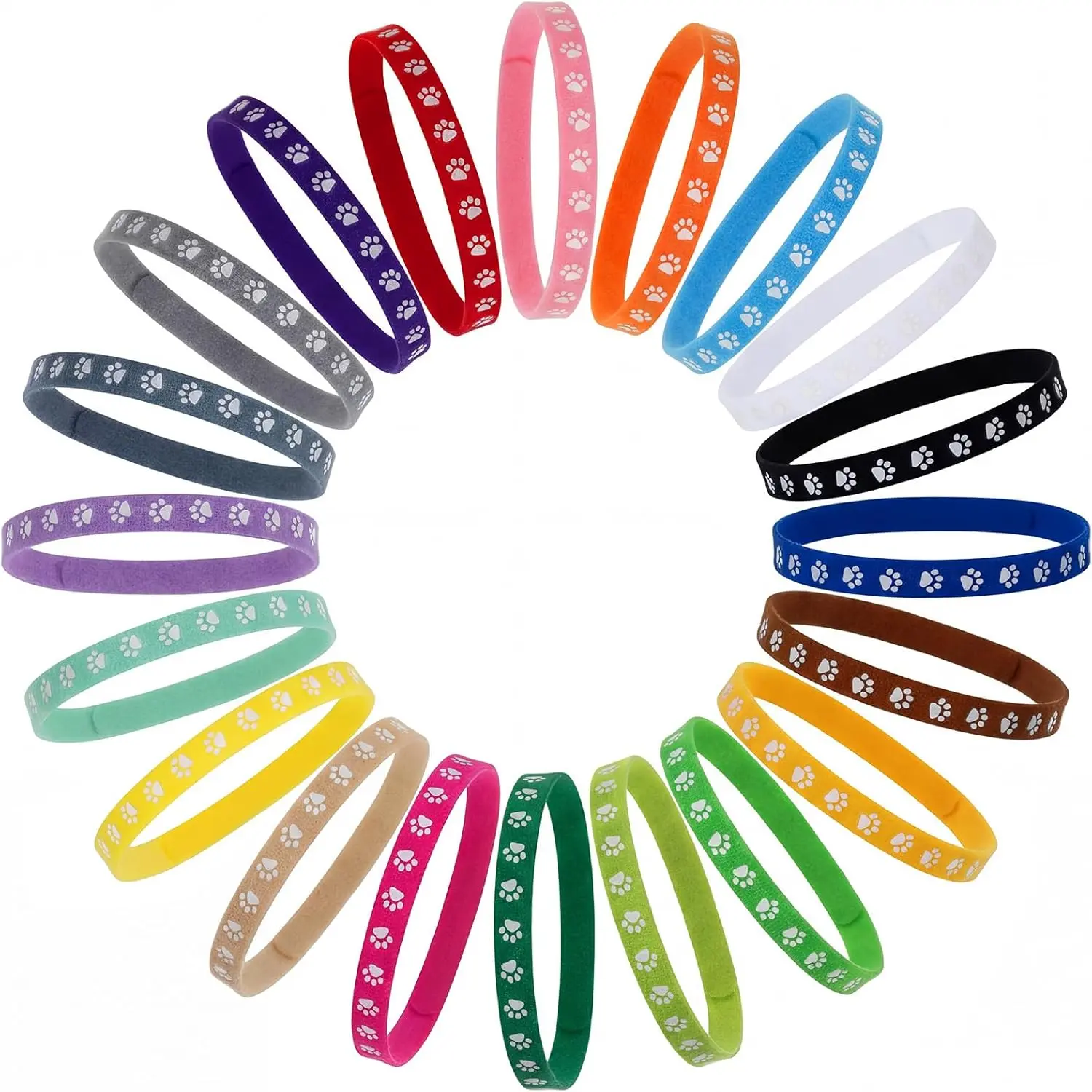 60 Pieces Puppy Whelping Collars Double-Sided Adjustable ID Bands for Newborn Pet Dog Cat (S,M,L,Paw Print)