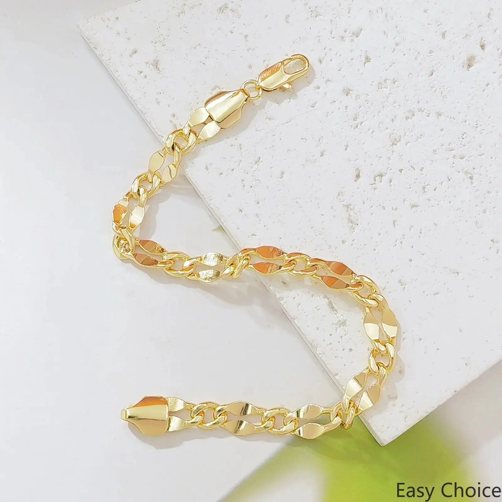 14K Gold Plated Solid Cuban Link Bracelet for Men Women, Polished Chunky Curb Chain Bracelet, Classic Hip Hop Stackable Fashion Jewelry Gift for Birthday Anniversary