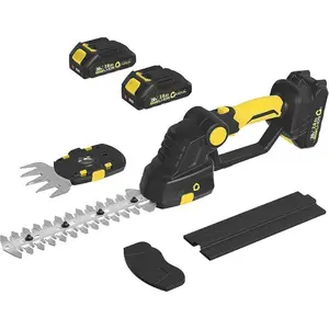 2-in-1 Cordless Hedge Trimmer & Grass Shears - Handheld 20V Shrub Trimmer with 2x 2.0Ah Batteries & Charger
