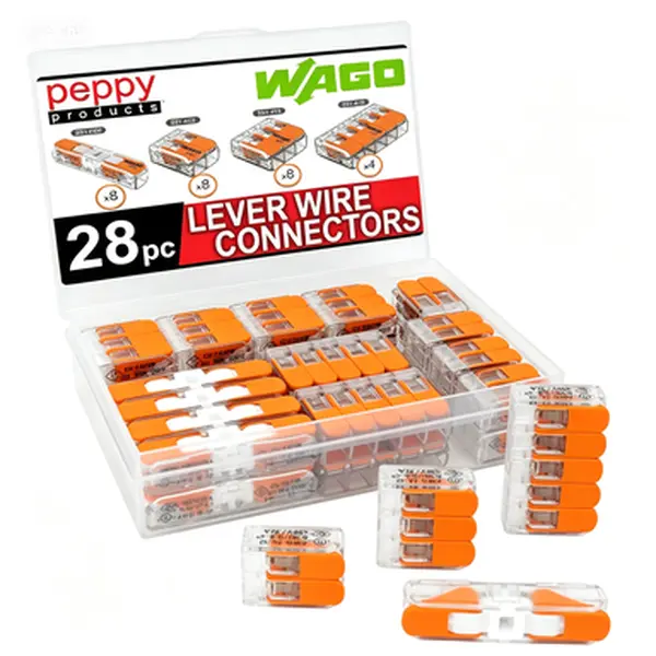 26pc Compact Wire Connectors Kit with Case| Lever Nuts Assortment 221-2401, 221-412, 221-413, 221-415| Reusable Splicing Connector for Electrical Projects| No Stripping or Soldering Required| Portable Organizer for Quick Wiring