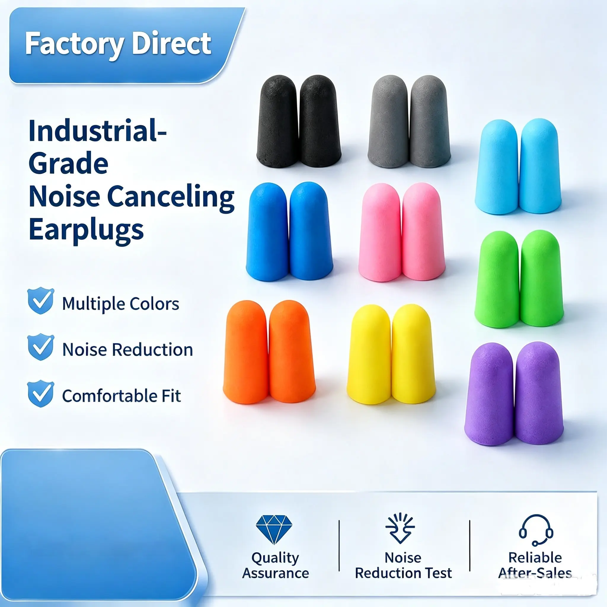 Factory Direct Sponge Earplugs, Noise Reduction Sleep Earplugs, Anti-Rust Slow Recovery, Bagged Packaging, Ideal for Sleeping, Noise Reducing Ear Plugs