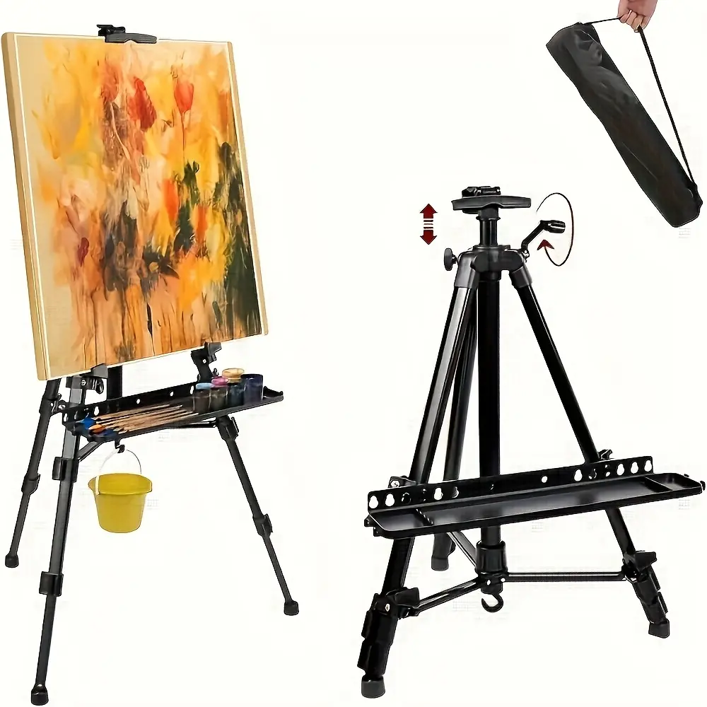 PP-Adjustable Height Tripod Easel - Portable And Retractable, with Folding Tripod And Storage Bag, Stable Base Suitable for Outdoor Sketching, Painting, Advertising Display - Ideal Choice for Artists And Painters