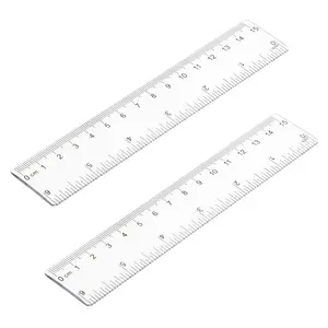 2 Pack 6 inch Clear Plastic Straight Shatterproof Transparent Rulers for Office Supply