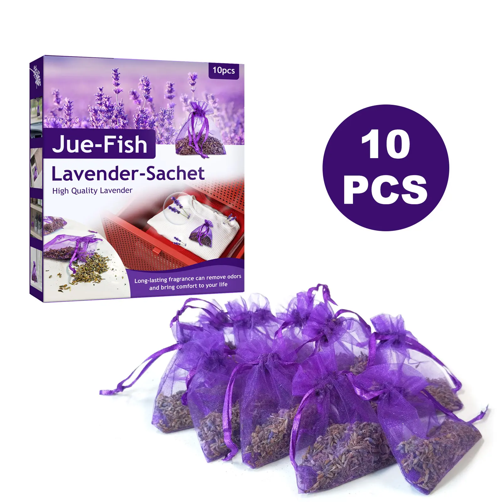 Lavender Dried Flowers Aroma Freshener Drawstring Sachet - Natural Home Care Deodorizer, Sleep Aid, Stress Relief - 3-Year Long-Lasting Scent for Car, Wardrobe - Ideal Gift Option