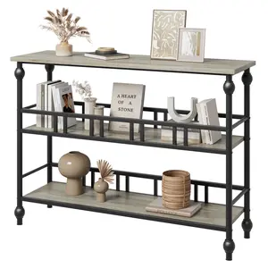 Vintage Style Slim Console Table, 43" 3-Tier Frame with Storage Space, Compact Accent Piece, Great for Hallway, Bedroom and Spaces Behind the Couch