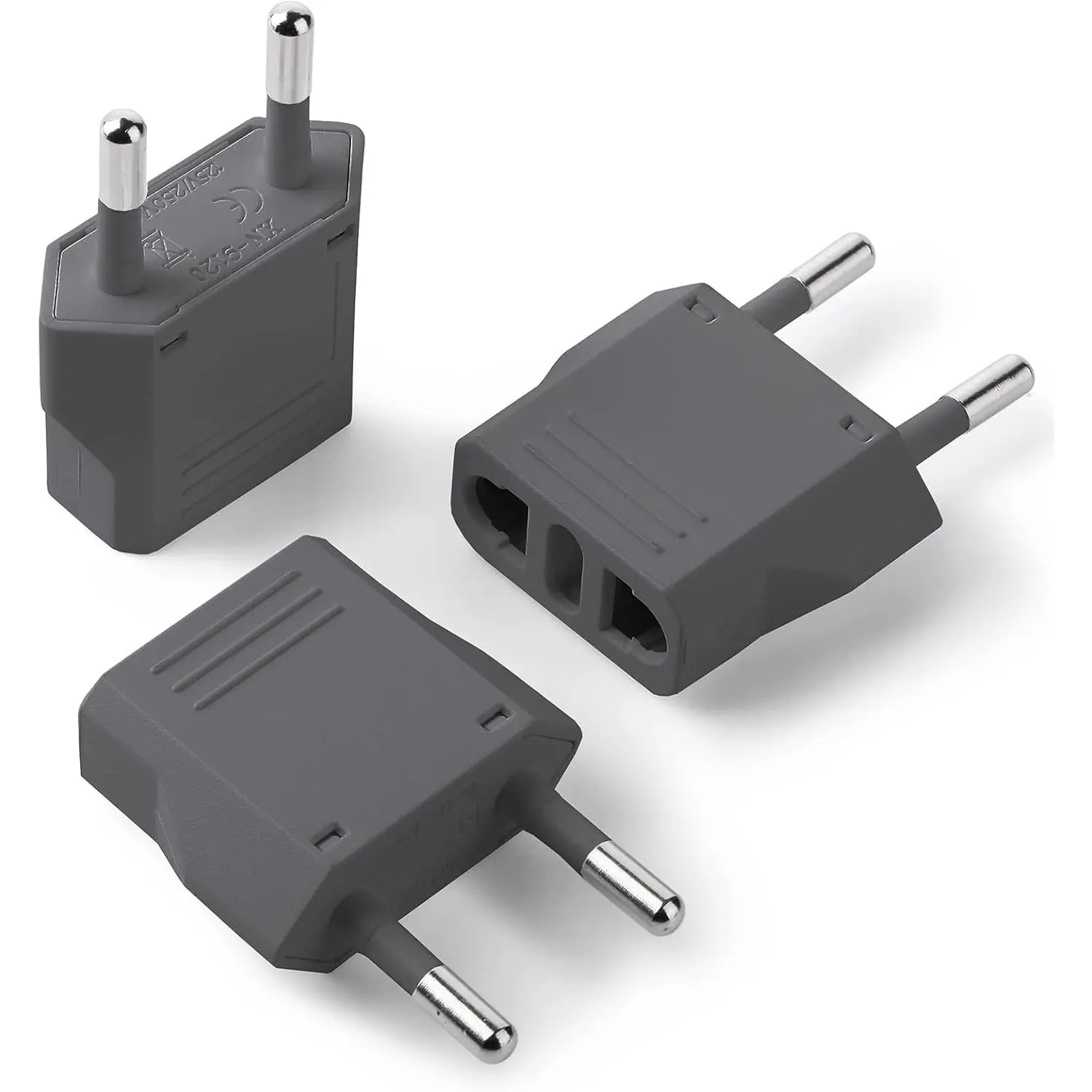 - European Travel Plug Adapter, 3 Pack,  to  Plug Adapter Type C, Outlet Converter,  to , , Spain, , France, EU