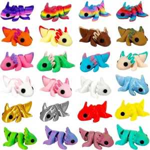 24 Pcs 3D Printed Axolotl Animals Set – Colorful Articulated Mini Fidget Toys – Fun Party Favors, Classroom Rewards & Desk Decorfidget toys