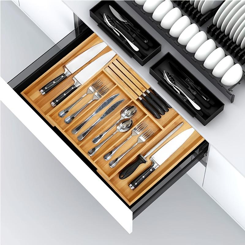 A Wooden Storage Box for Utensils, Including a Knife, Fork, Chopsticks, And Spoon, Designed As a Built-In Drawer for a Japanese-Style Kitchen Cabinet