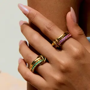 European and American style zircon ring titanium steel does not fade jewelry light luxury high sense ring popular jewelry