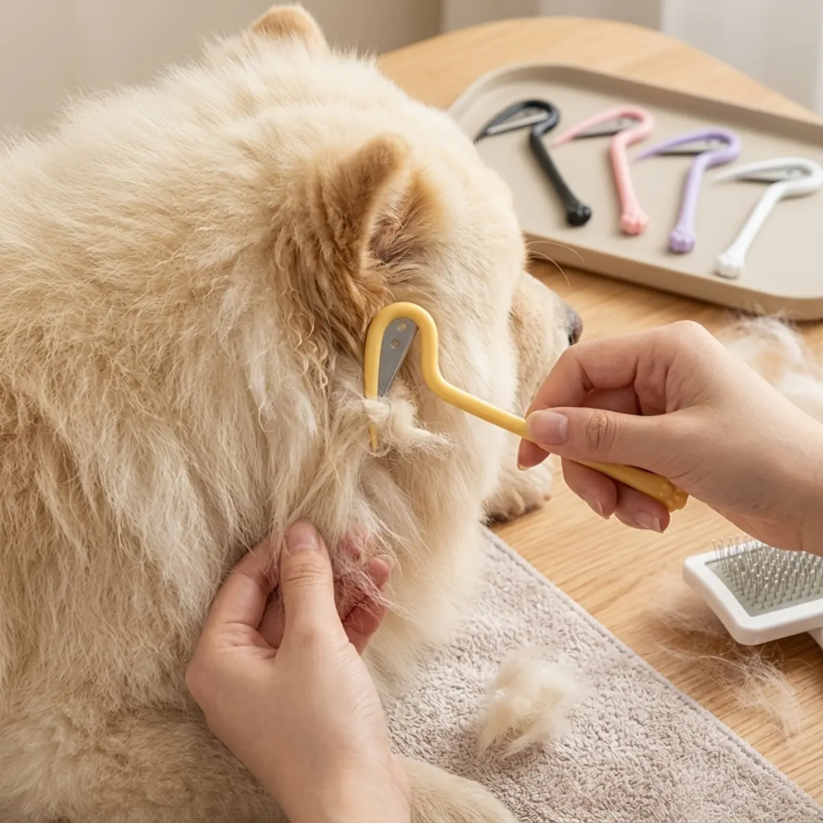 Must-Have 4-Piece Pet Dematting & Tick Removal Kit, Trending Undercoat Rake with Professional Flea Remover Tools, Viral Painless Knot Detangler for Dogs & Cats, Game Changer Home Grooming Solution for Matted Fur, Pet Lovers Life Hack, Supplies