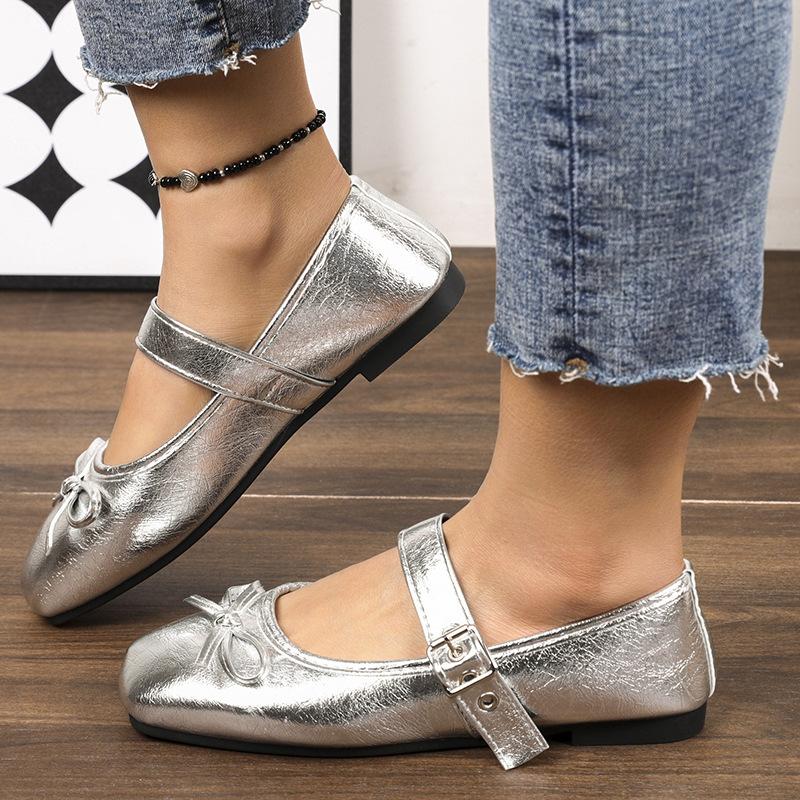 Trendy Women Mary Jane Ballet Flats Elegant Bow Knot Slip On Shoes Lightweight Flexible Sole for All Day Comfort Casual Wear Round Toe Flat