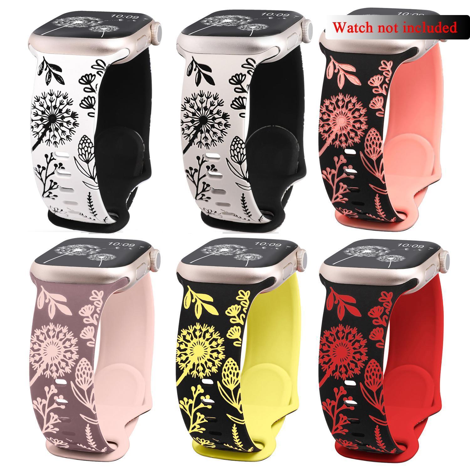 Floral Engraved Pattern Watch Band, 1 Count Soft Silicone Watch Band for Women, Wearable Accessories Smart Watch Straps Compatible with Apple Watch Series 9 8 7 6 5 4 3 2 1 SE Ultra