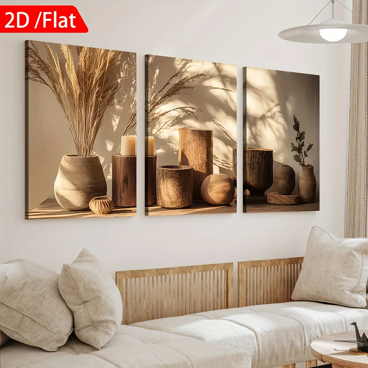 2D Flat, [2D/Flat Print] 3pcs Framed Canvas Painting And Poster, Ready to Hanging, Modern-Style Potted Plant Art Landscape, Home Decor, Wall Art, Room Decoration, Holiday Gift, Living Room, Bedroom, Dining Room, Office Decoration Hanging Picture, 2D Flat