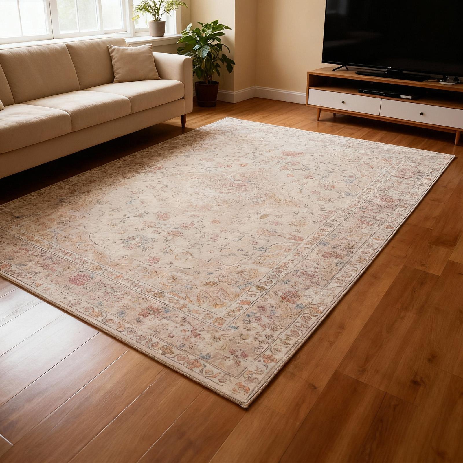 [ Black Friday]Washable Area Rug – 9x12 Beige  Ultra-Soft Vintage Boho Faux Wool Carpet for Living Room, Dining Room, Bedroom, Home Office, Non-slip Backing, Durable and Wear-resistant, 4x6, 5x7,6x9, 8x10, 9x12 Feet