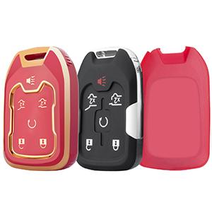 for GMC Key Fob Cover with Keychain, Soft TPU Full Protection Key Shell Key Case Compatible with Chevy Silverado Suburban Tahoe GMC Acadia Sierra Terrain Yukon,6-Button(Blue)