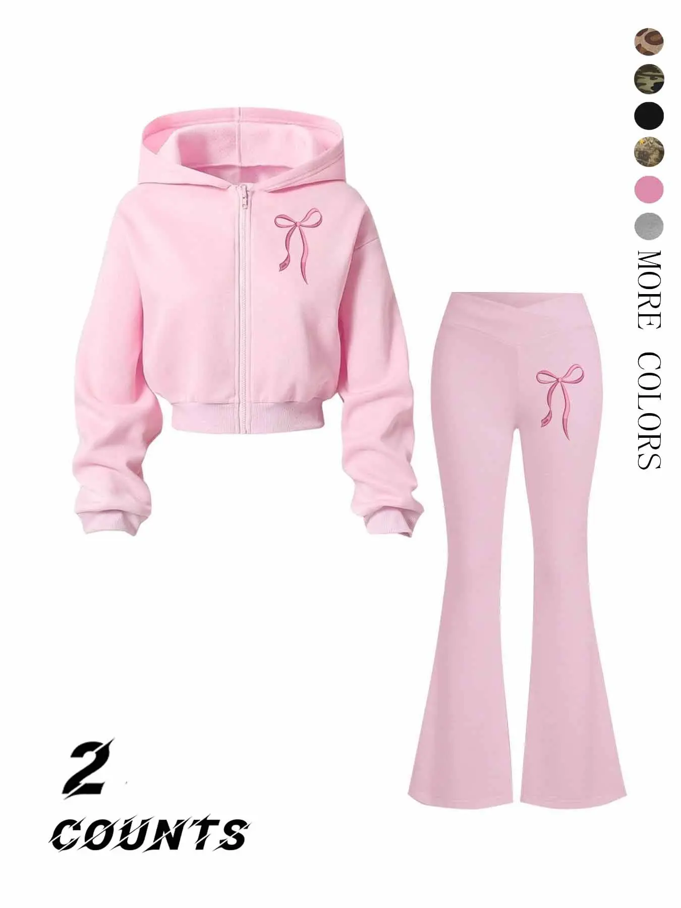 Y2K Fall Winter Butterfly Zipper Open Front Jacket, Long Sleeve Hoodie Set, High Waist Yoga Pants, Casual Cross Design