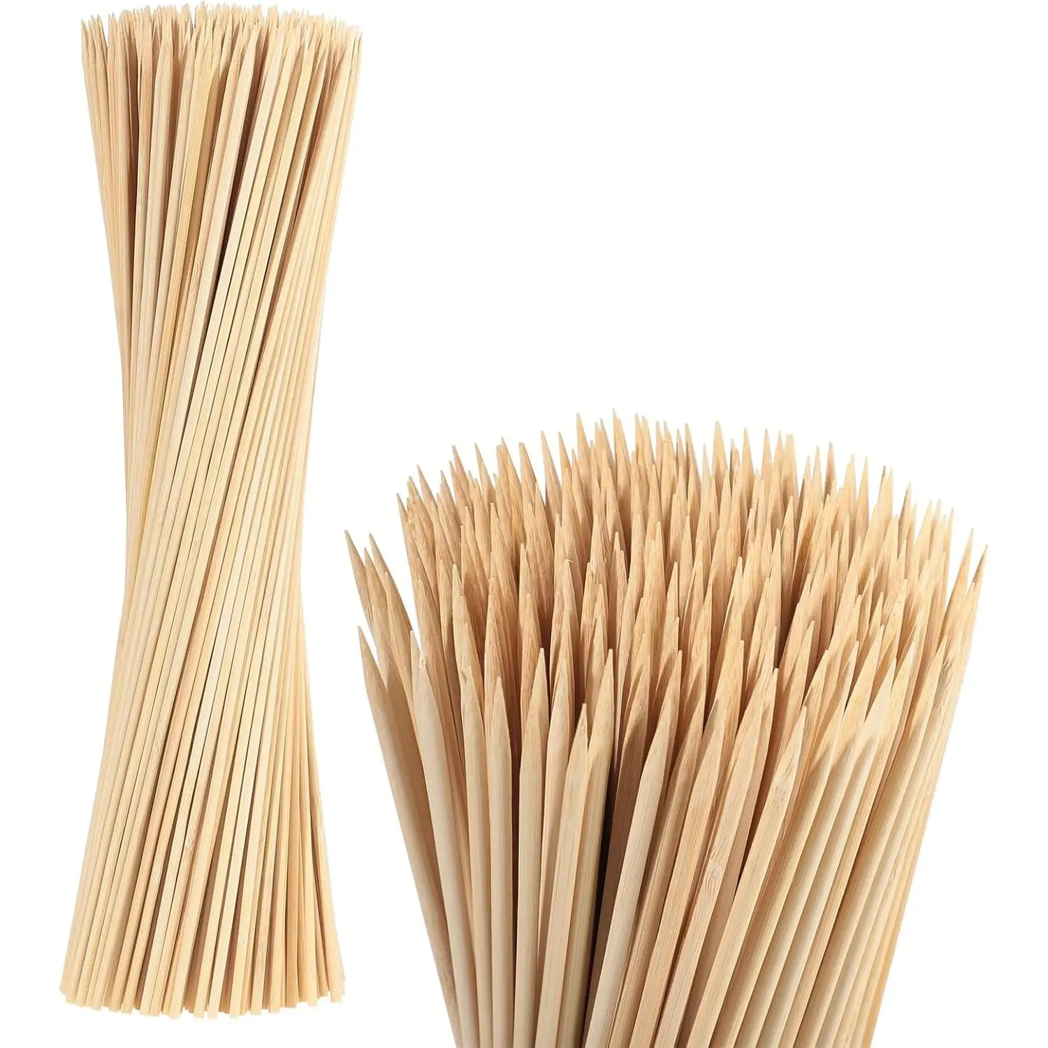 300PCS 16" Bamboo Skewers Sticks for Flower Bouquet Plant Support Barbecue Smores Roasting Marshmallows Chocolate Fountain Plant Stakes Fruit and Crafting Φ=4mm