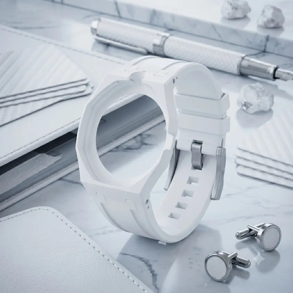 Bioceramic Case Silicone Band for Swatch Ap, Soft Silicone Sport Strap, Replacement Watch Strap for Royal Pop Lepine and Savonnette