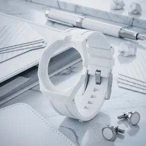 Bioceramic Case Silicone Band for Swatch Ap, Soft Silicone Sport Strap, Replacement Watch Strap for Royal Pop Lepine and Savonnette