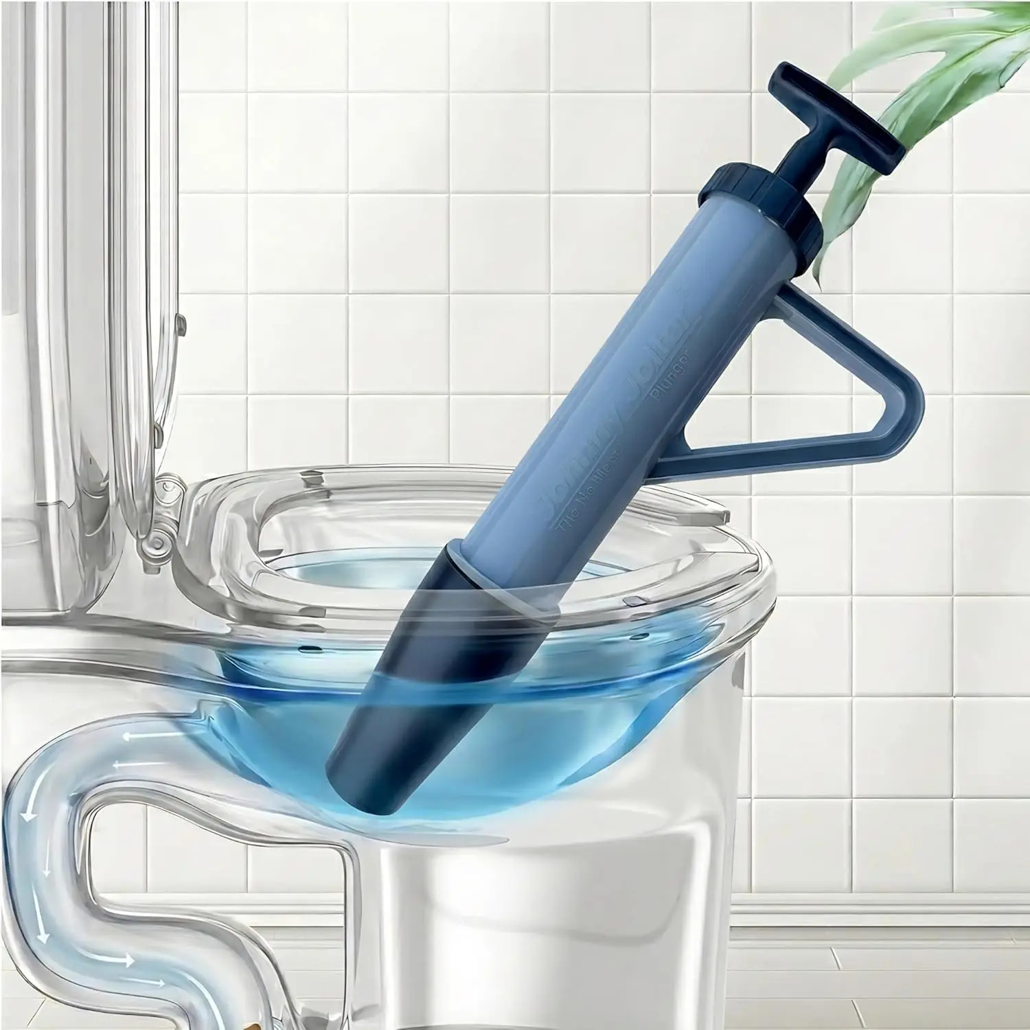 No Mess Toilet Plunger - Powerful Drain Unclogger with Water Pressure for Toilets - No Splashback Alternative for Fast Toilet Clog Removal, Heavy Duty Drain Clearing Tool - Made in USA