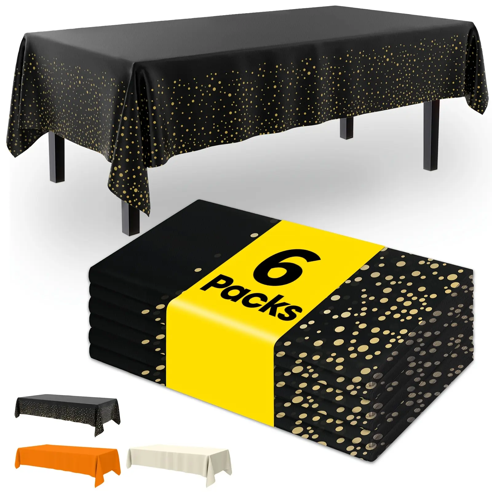 4/6/8 Pack 54"×108" Rectangle PEVA Plastic Disposable Tablecloths, New Arrival Large Party Table Covers, Multiple Colors, Easy Cleanup for Birthday Parties, Picnics, Kids Events, Holiday Celebrations