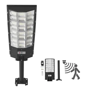 8000W LED Solar Street Light, 450000LM Dusk-to-Dawn Commercial Security Lamp with Motion Sensor, IP65 Waterproof Flood Light for Driveway, Parking Lot, 1 Pack