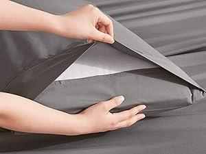 Deep Queen Sheets Sets - Fits Mattress 18-24 Inches Deep - Deep Sheets - 6 Piece Queen Size - Grey