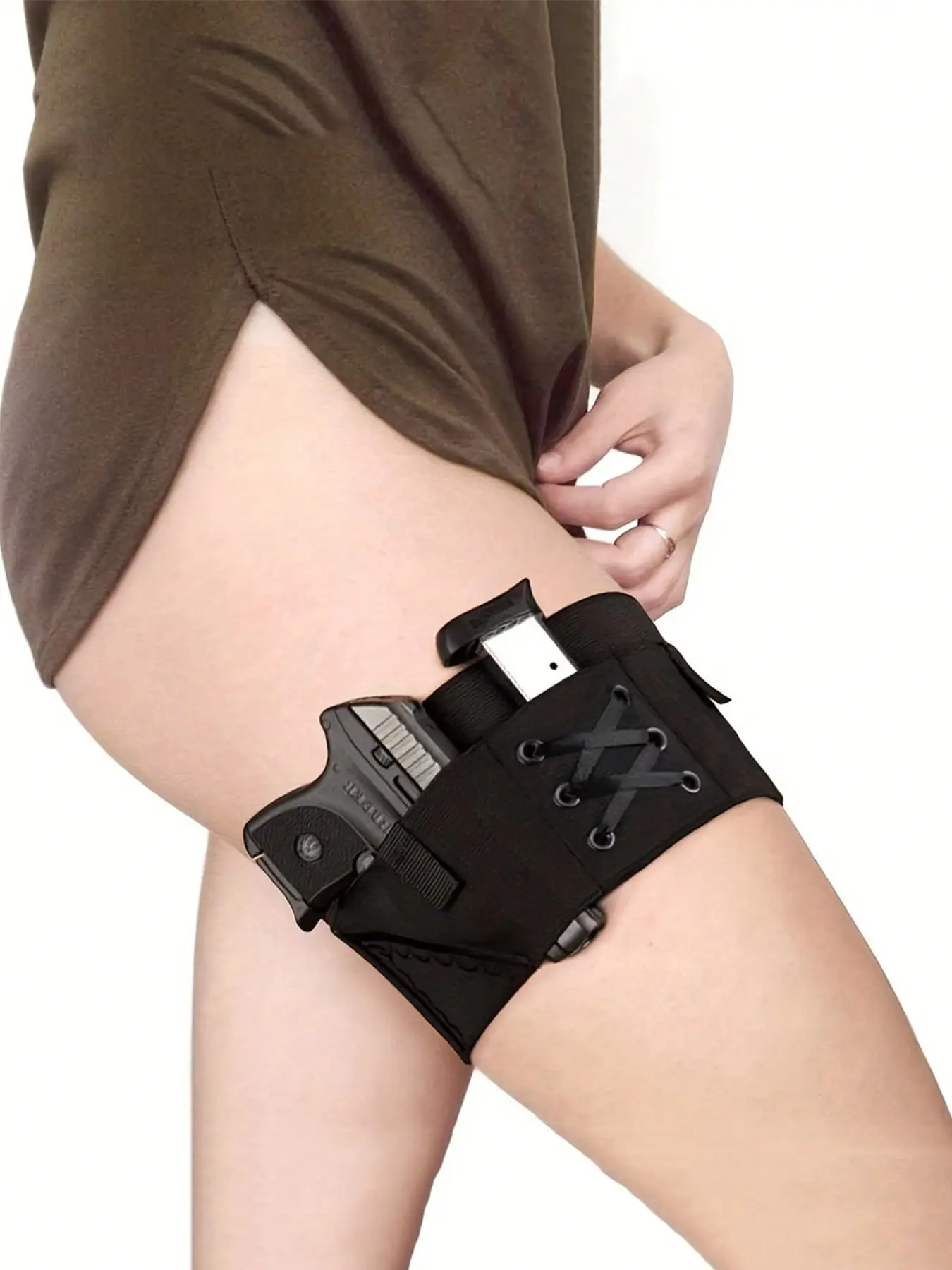 Women's Concealed Leg Holster, Elastic Tight Pants, Quick Draw Gun Belt, Adjustable Tactical Universal Leg Holster, Suitable for Outdoor Activities
