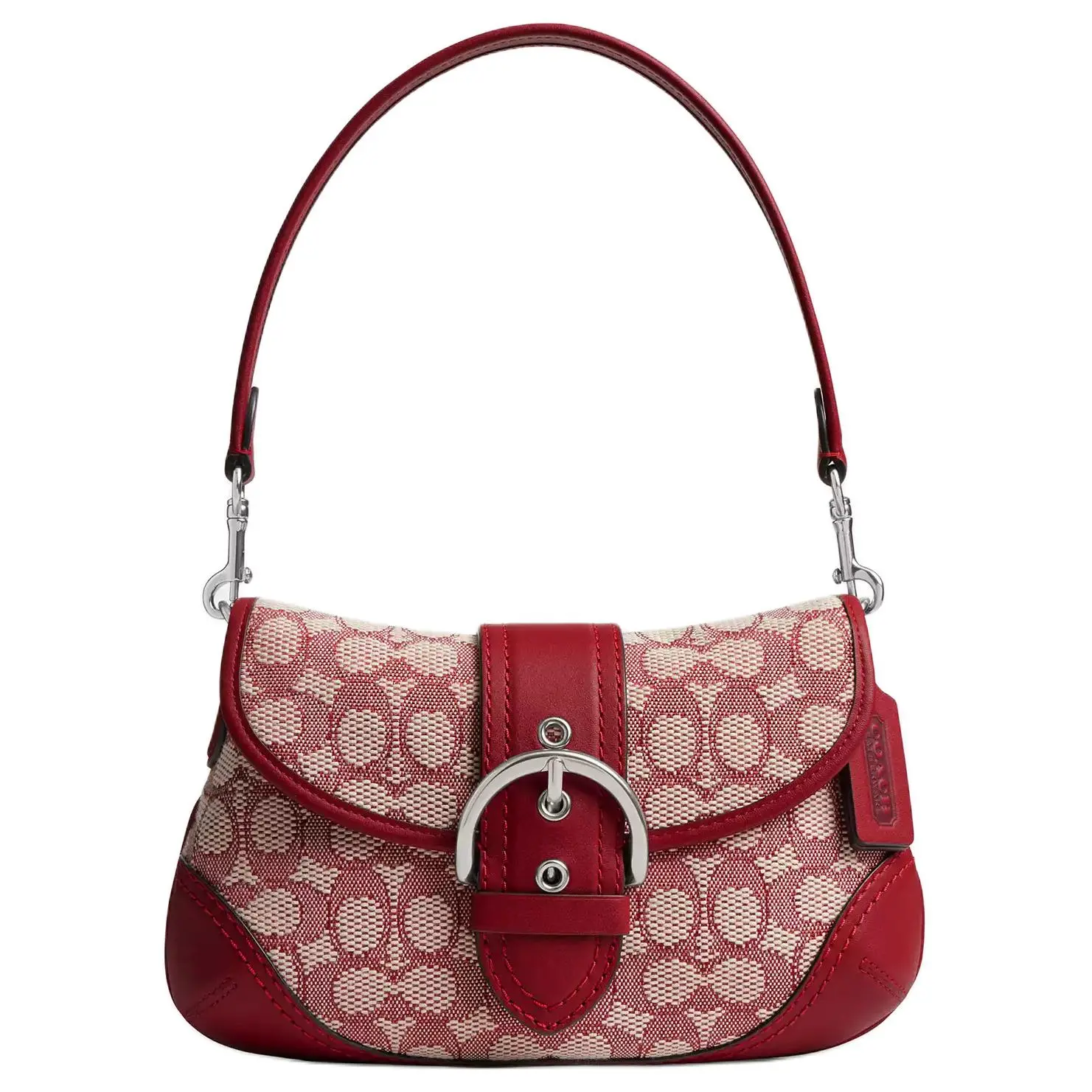 COACH Soho 26 Leather Crossbody Handbag for Women with Magnetic Snap Closure and Brand Logo Print in Red