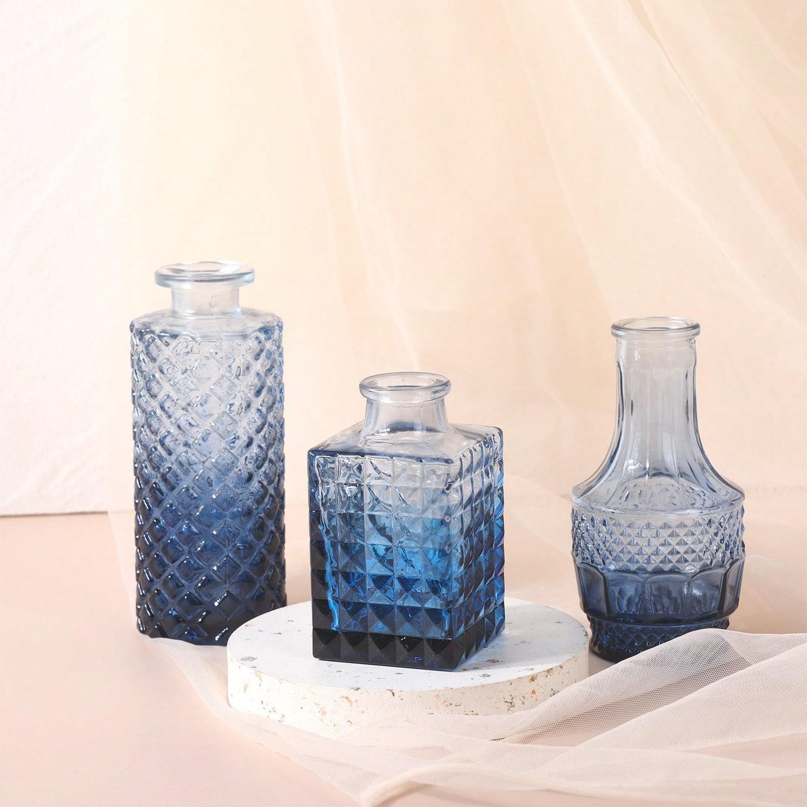 Tomnk Set Of 18/36 Blue Bud Vases For Flowers, Vintage Clear Glass Vases Small Vases For Centerpieces For Home Table Decor Rustic Wedding Decorations, Discount Small Order Vases For Florists & Event Planners, Mother's Day Decor, Ideal Mother's Day Gift