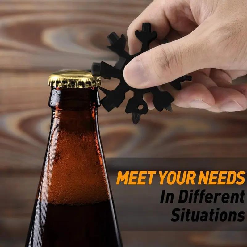 Viral 18-in-1 Snowflake Multi-tool  Stainless Steel Portable Wrench |   All-in-One Screwdriver & Bottle Opener |   Must-Have Survival Gadget Keychains