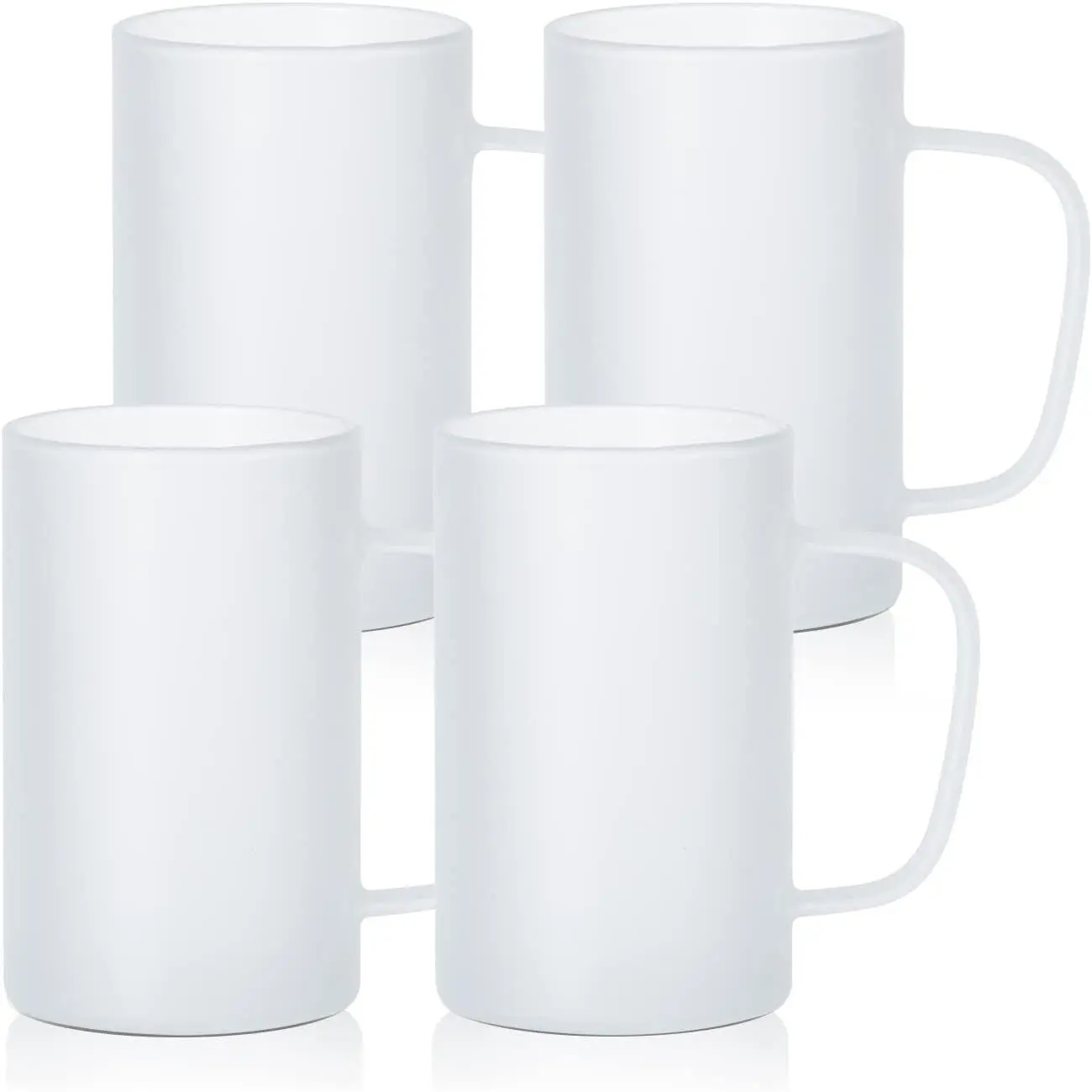 4 Pack Sublimation Glass Blanks  Mugs Frosted 18 OZ | Coffee Tumblers Cups with Printable Handle for Mug Tumbler Heat Press Sublimation Oven Printing, for UV DTF HTV DIY Projects