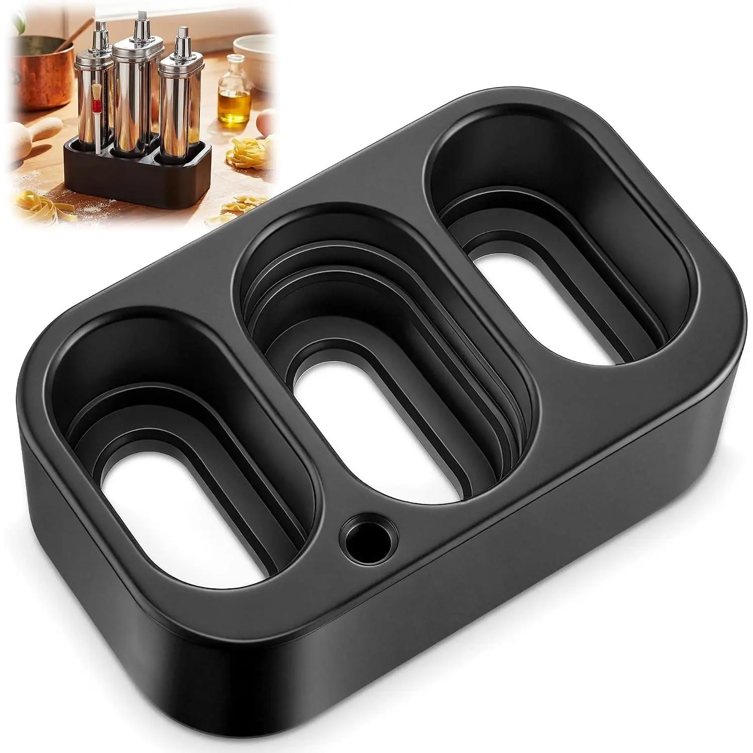 3 Slot Pasta Attachment Holder/Stand, Compatible with KitchenAid KSMPRA 3-Piece Pasta Roller & Cutter Set, Stand Mixer Attachment Organizer with Cleaning Brush Slot