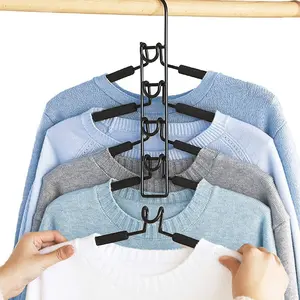 2/4Pcs 5-in-1 Detachable Multi Layer Non Slip Foam Hangers, Space Saving Magic Clothes Hangers, Durable Wardrobe Storage Organizer for Coat Suit T Shirt Pants All Garment Hanging Use