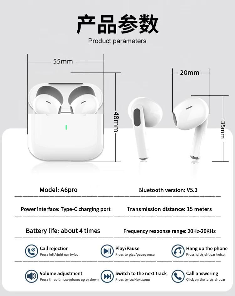 TWS Bluetooth Earbuds Air Pro 2026 New HiFi Stereo ANC Wireless In-Ear Headphones for iPhone Android